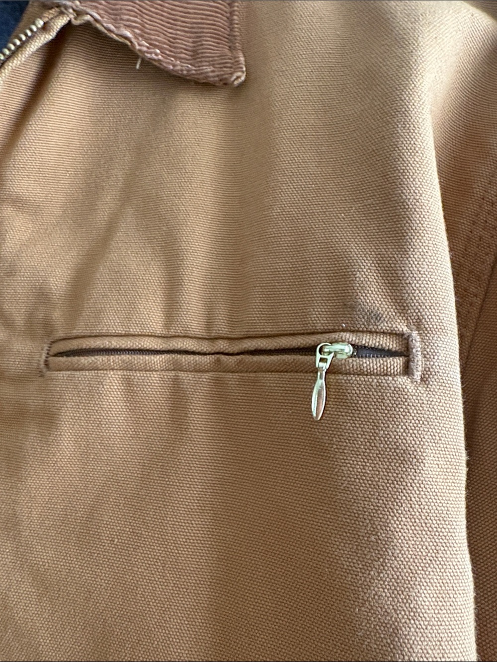 Vintage 90’s Carhartt Detroit Brown Duck Canvas Field Jacket Vertical Blanket - Picture 3 of 10